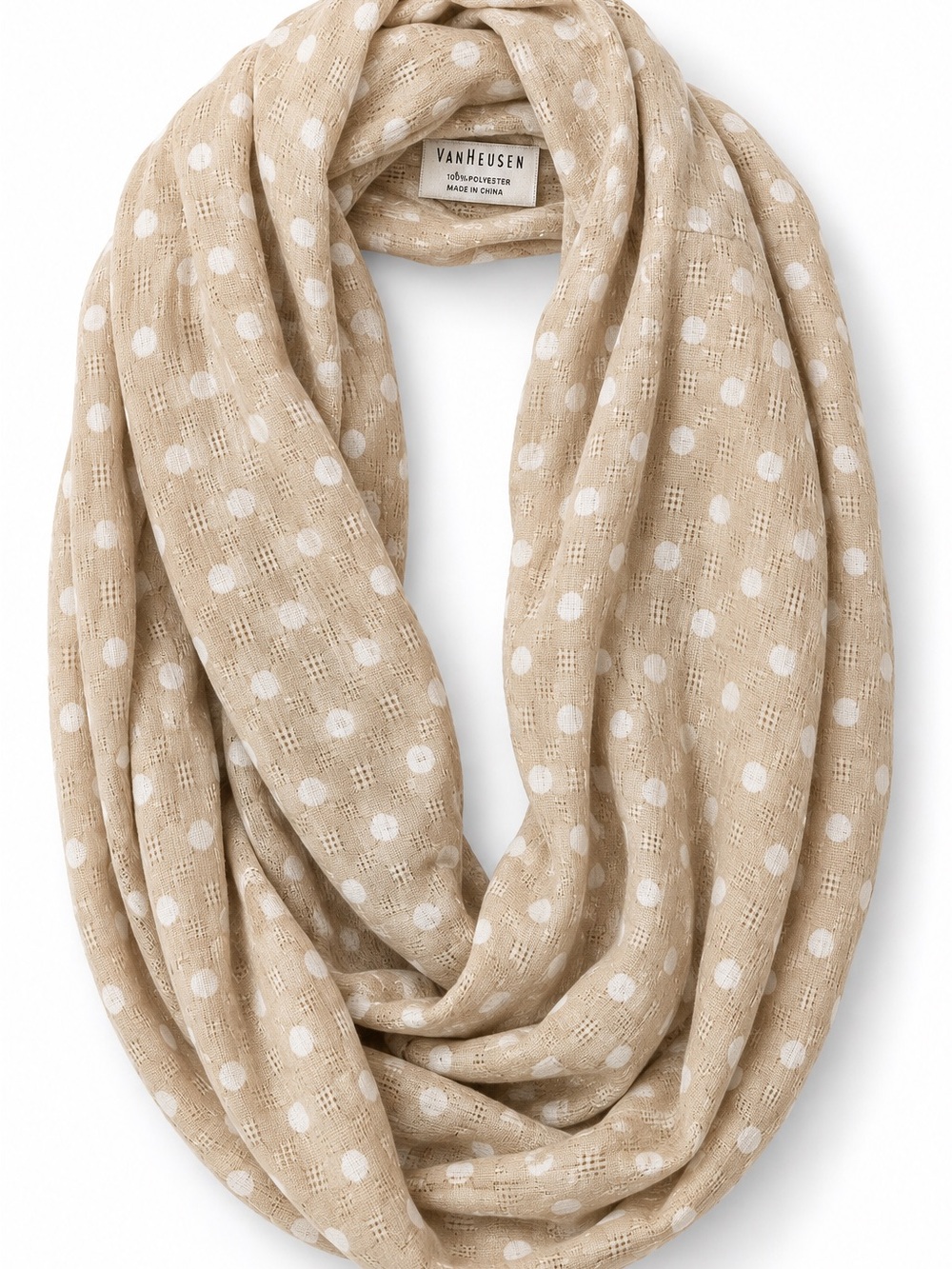 Van Heusen Women's Beige Polka Dot Infinity Scarf